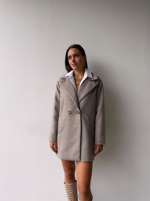 Tek Düğme Kapamalı Yanları Cepli Nerve Kadın Vizon Kaşe Kaban 23K000165