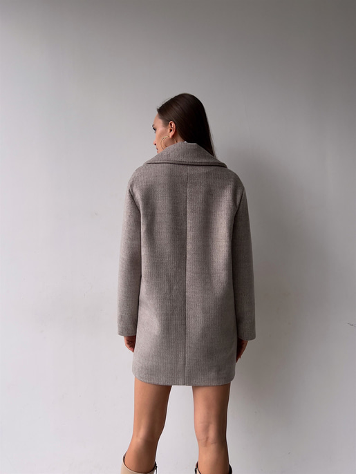 Tek Düğme Kapamalı Yanları Cepli Nerve Kadın Vizon Kaşe Kaban 23K000165