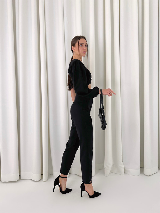 Tek Kol Alt Yüksek Bel Kornelije Kadın Siyah İkili Takım 23K000416