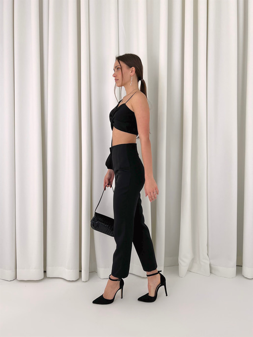 Tek Kol Alt Yüksek Bel Kornelije Kadın Siyah İkili Takım 23K000416