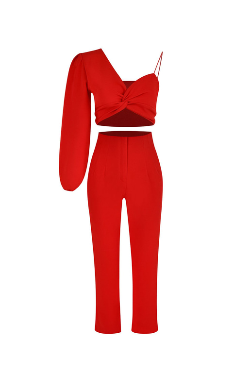 Tek Kol Alt Yüksek Bel Kornelije Kadın Kırmızı İkili Takım 23K000416