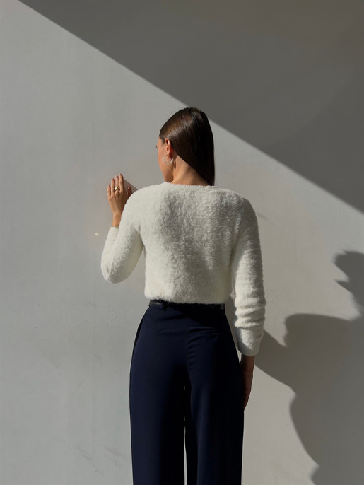 Uzun Kol Alaric Kadın Ekru Sakal Kazak 23K000122