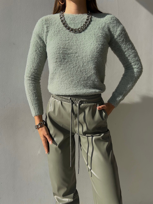 Uzun Kol Alaric Kadın Mint Sakal  Kazak 23K000122