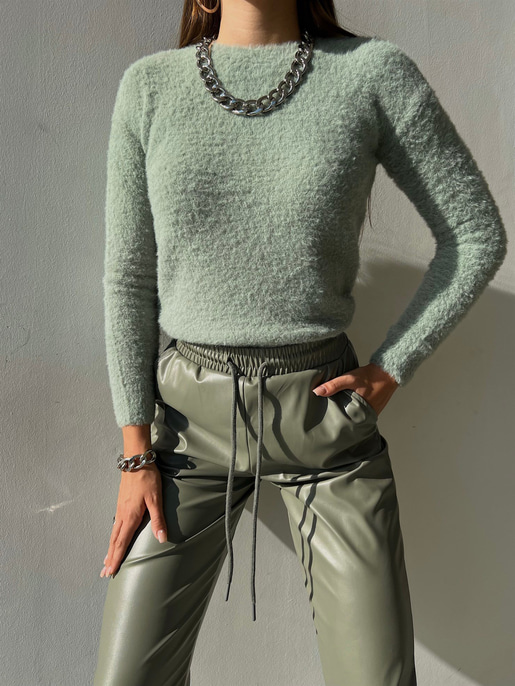 Uzun Kol Alaric Kadın Mint Sakal  Kazak 23K000122