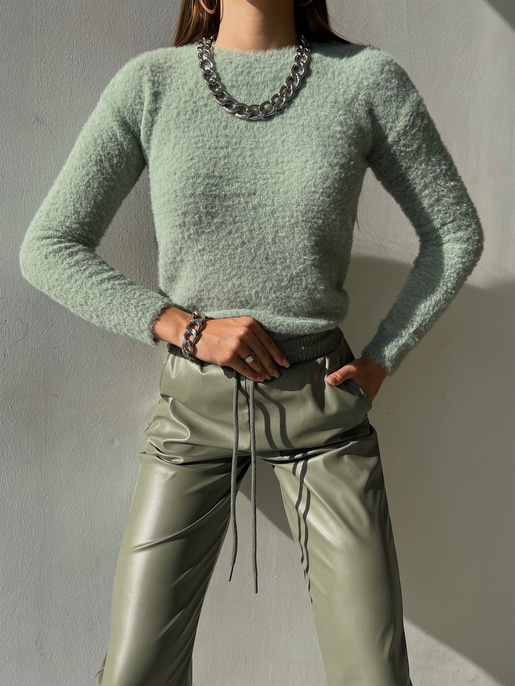 Uzun Kol Alaric Kadın Mint Sakal  Kazak 23K000122