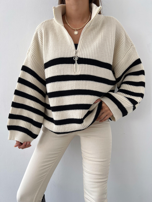 Vassily Yaka Fermuarlı Kazak 24k000012