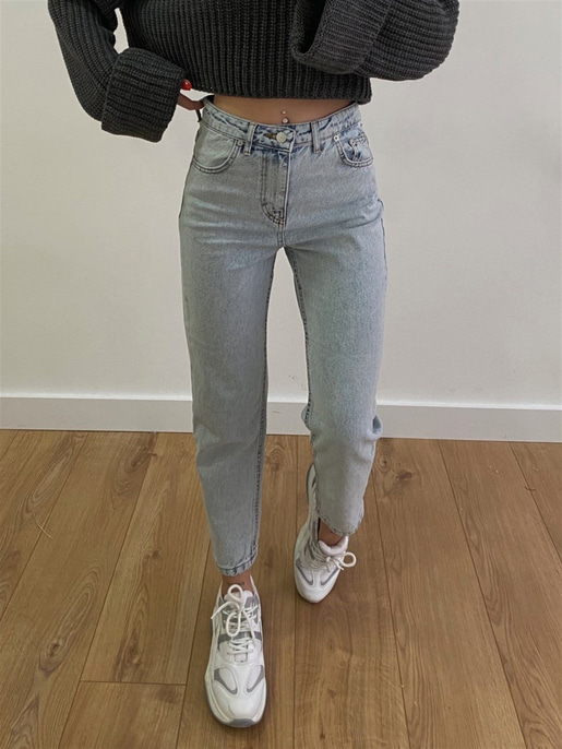 Yıkamalı Yüksek Bel Kadın Mavi Mom Jean 20Y000154