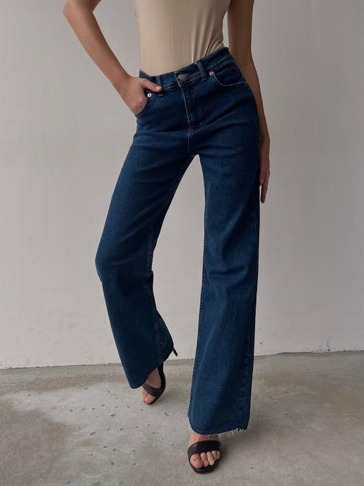 Yüksek Bel Geniş Paça Jacques Kadın Lacivert Jean 22K000461