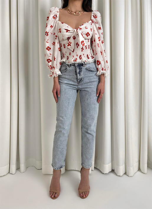 Yüksek Bel Yanları Cepli Nunez Kadın Buz Mavisi Mom Jean 23Y000039