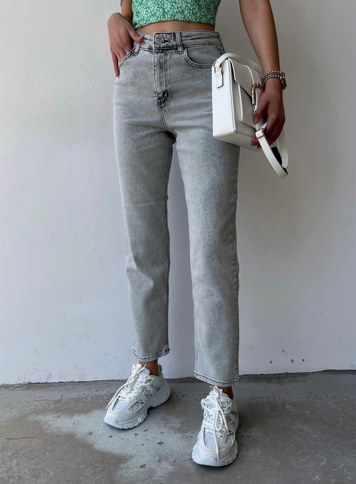 Yüksek Bel Yikamalı Jovan Kadın Gri Mom Jean 22Y000236