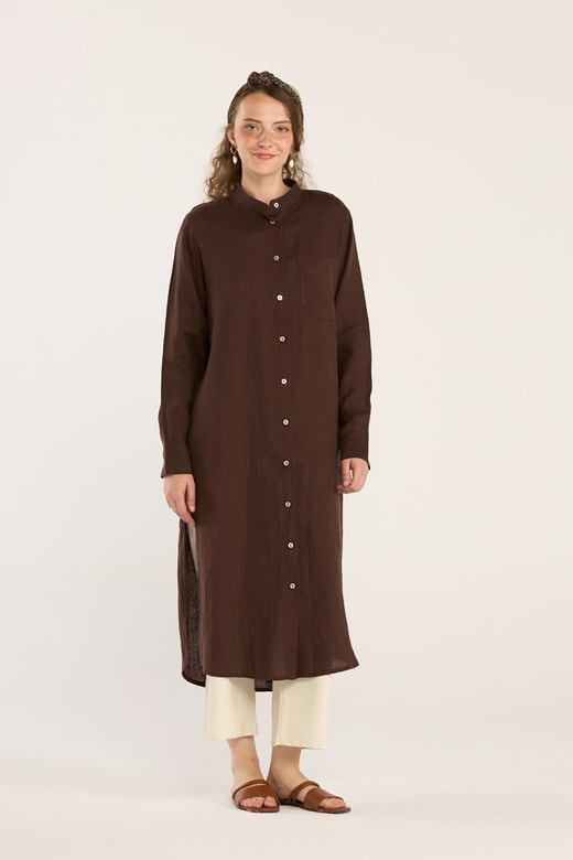 Hakim Yaka %100 Keten Tunik