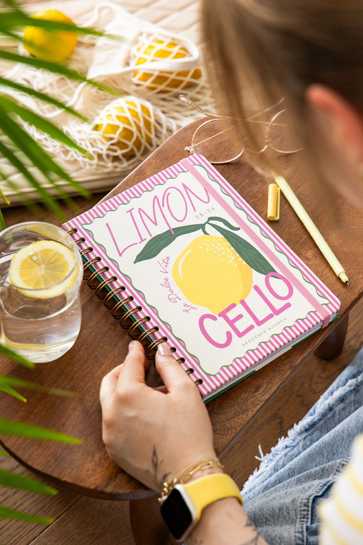 2025-2026 A5 Spiralli Renkli Akademik Ajanda 16 Aylık Motivasyon Sayfalı - Limon Cello