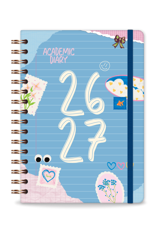2026-2027 A5 Spiralli Renkli Akademik Ajanda 16 Aylık Motivasyon Sayfalı - Kolaj