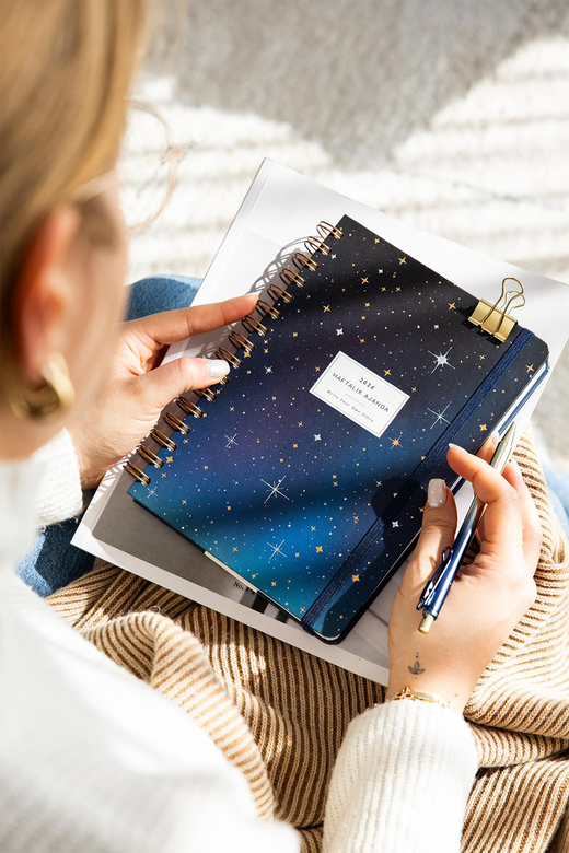 2026 A5 Spiralli Haftalık Ajanda 12 Aylık - Galaksi