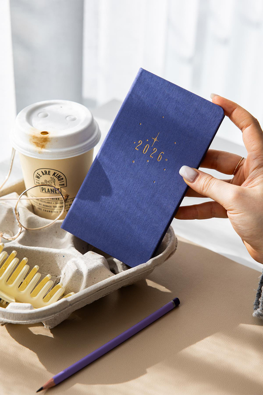 2026 Haftalık Keten Cep Ajandası 12 Aylık - Lila