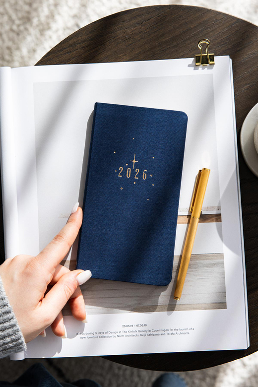 2026 Haftalık Keten Cep Ajandası 12 Aylık - Lacivert