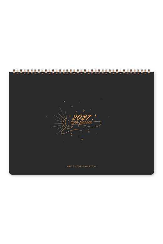 2027 Haftalık Spiralli Masaüstü Planlayıcı 24x34 cm - Desk Planner Siyah