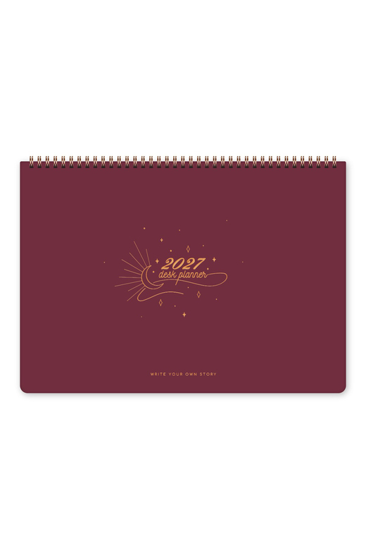 2027 Haftalık Spiralli Masaüstü Planlayıcı 24x34 cm - Desk Planner Bordo