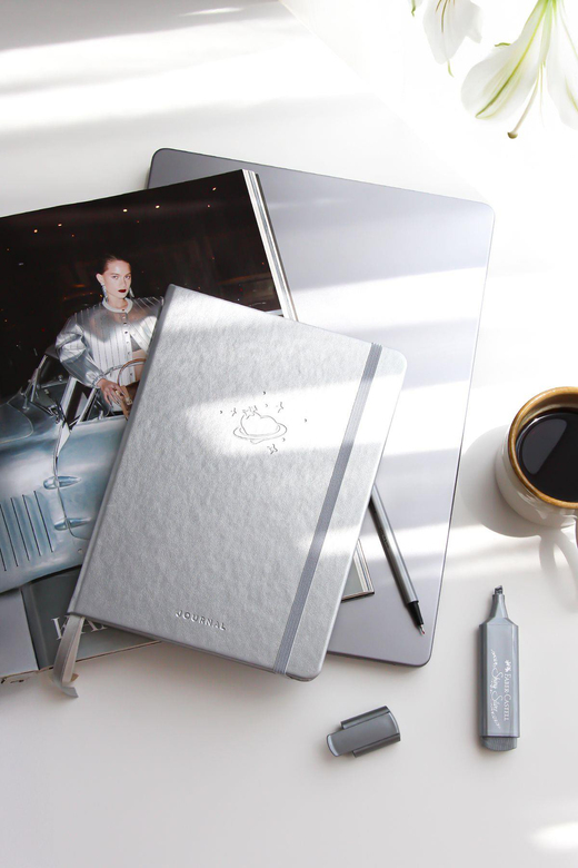 A5 Bullet Journal Noktalı Defter 140 gr. 80 Yaprak Silver Glow