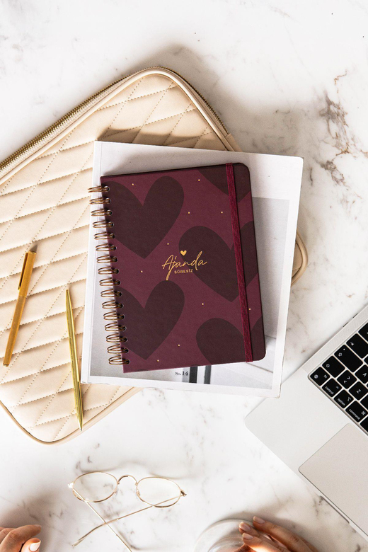 A5 Spiralli Süresiz Planlayıcı Ajanda Kalp - 15x21