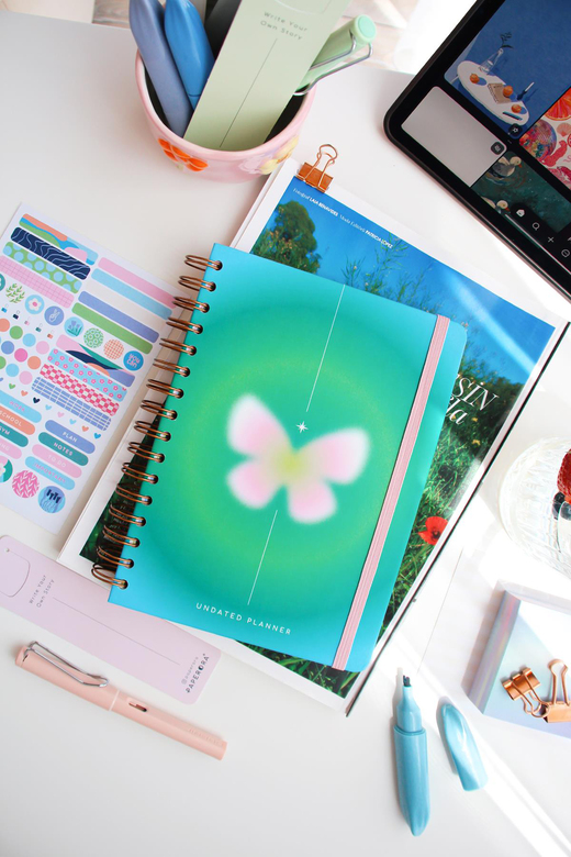 A5 Spiralli Süresiz Renkli Planlayıcı Ajanda Motivasyon Sayfalı Kelebek