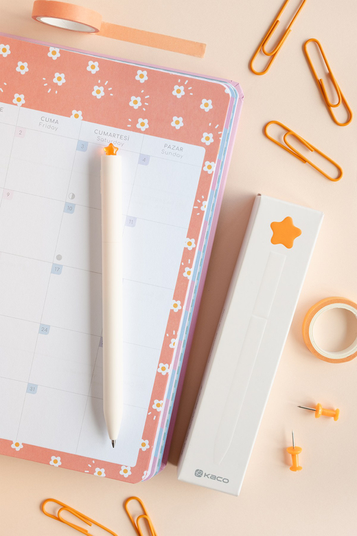 Kaco x Paperora FIRST Star 0.5 mm Roller Kalem Seti – 2 Adet Refill ile (Turuncu Gövde Siyah Mürekkep)