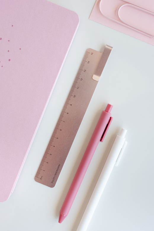Kaco x Paperora RUMA 15 cm Metal Alüminyum Tasarım Cetvel ve Kitap Ayracı (Rose Gold)