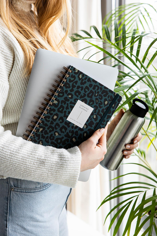 Spiralli Süresiz Planlayıcı Ajanda Yeşil Leopar - 15x21