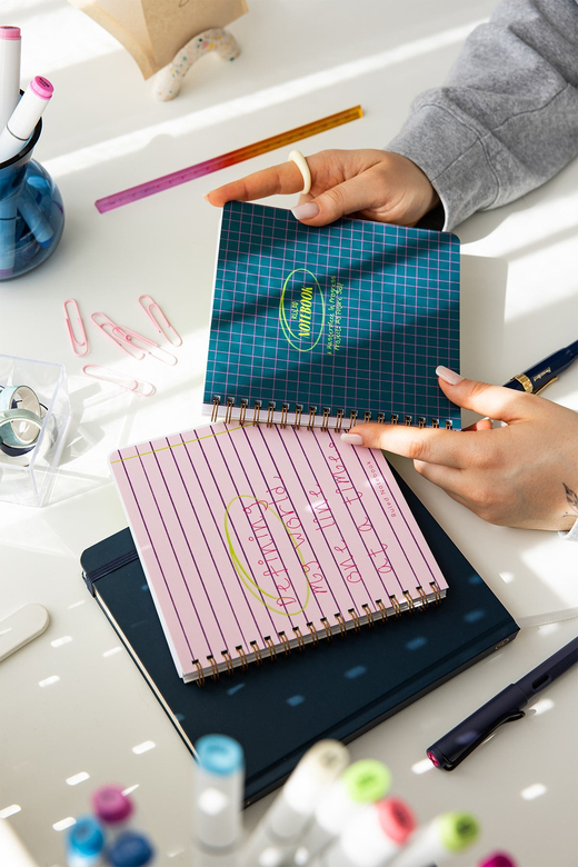 15x16 Spiralli Karton Kapak 2'li Çizgili Not Defter Seti - Lacivert