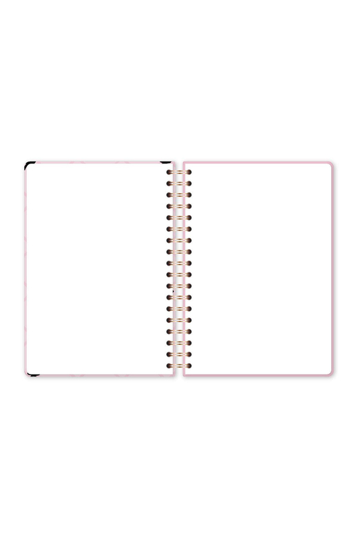 17x24 Spiralli Lastikli Sert Kapak Düz-Çizgisiz Not Defteri Pembe Siyah Kurdele