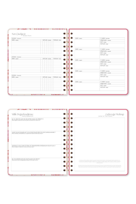 2025-2026 18x20 Spiralli 16 Aylık Kare Akademik Ajanda - Kalpler