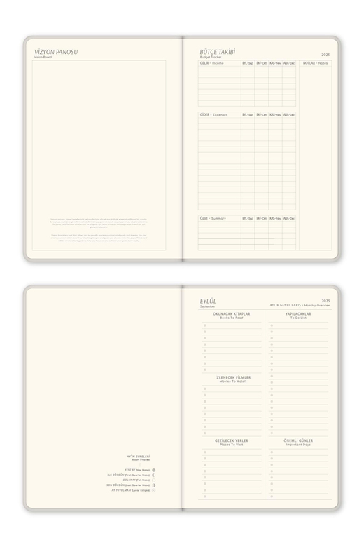 2025-2026 A5 Keten 16 Aylık Akademik Ajanda - Krem