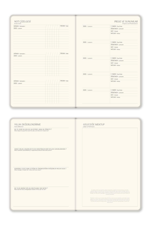 2025-2026 A5 Keten 16 Aylık Akademik Ajanda - Krem