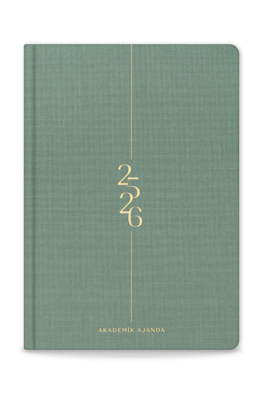 2025-2026 A5 Keten 16 Aylık Akademik Ajanda - Yeşil