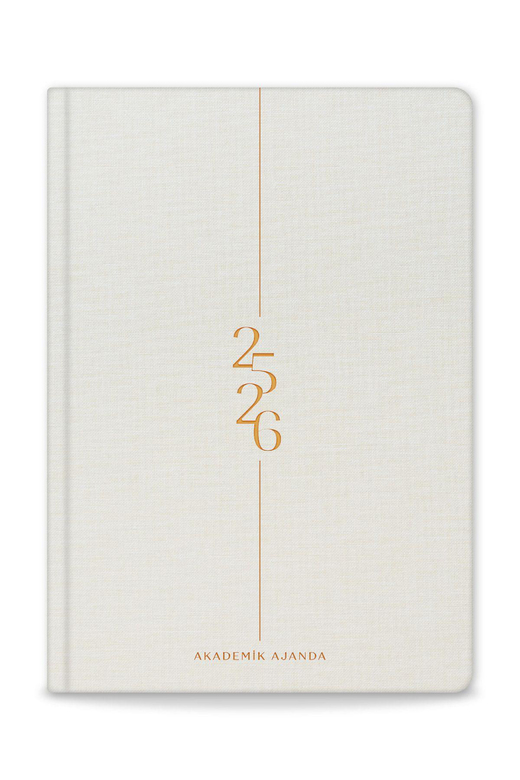 2025-2026 A5 Keten 16 Aylık Akademik Ajanda - Krem