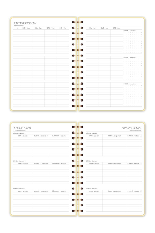 2025-2026 A5 Spiralli 16 Aylık Akademik Ajanda - Sarı
