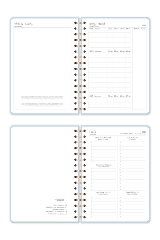2025-2026 A5 Spiralli 16 Aylık Akademik Ajanda - Mavi