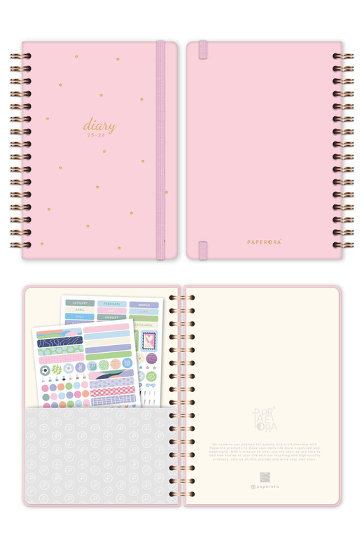 2025-2026 A5 Spiralli 16 Aylık Akademik Ajanda - Pembe