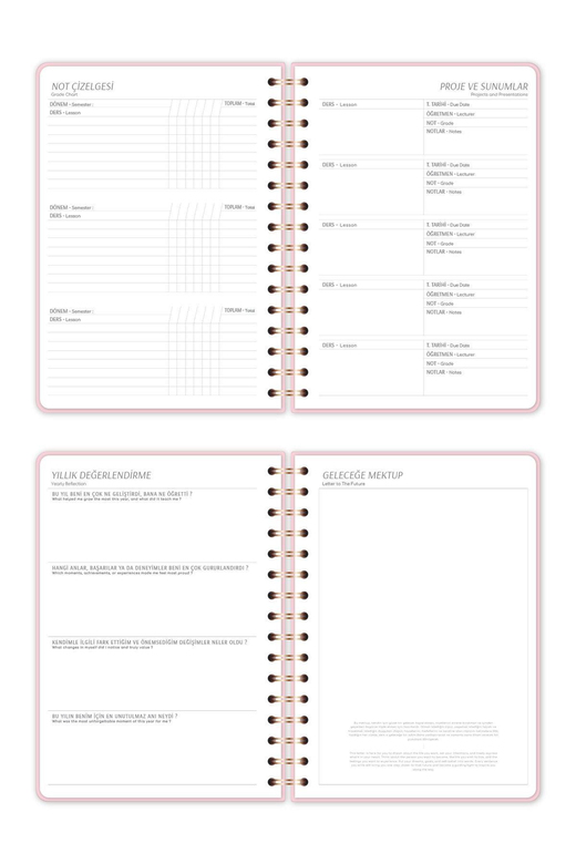 2025-2026 A5 Spiralli 16 Aylık Akademik Ajanda - Pembe