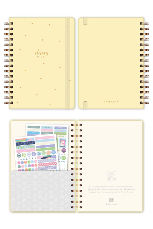 2025-2026 A5 Spiralli 16 Aylık Akademik Ajanda - Sarı