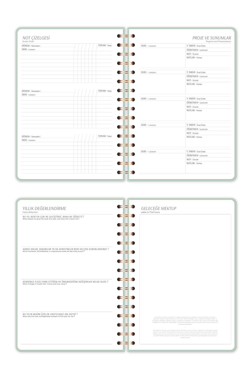 2025-2026 A5 Spiralli 16 Aylık Akademik Ajanda - Yeşil