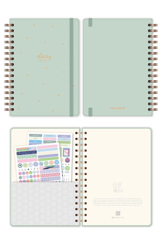 2025-2026 A5 Spiralli 16 Aylık Akademik Ajanda - Yeşil