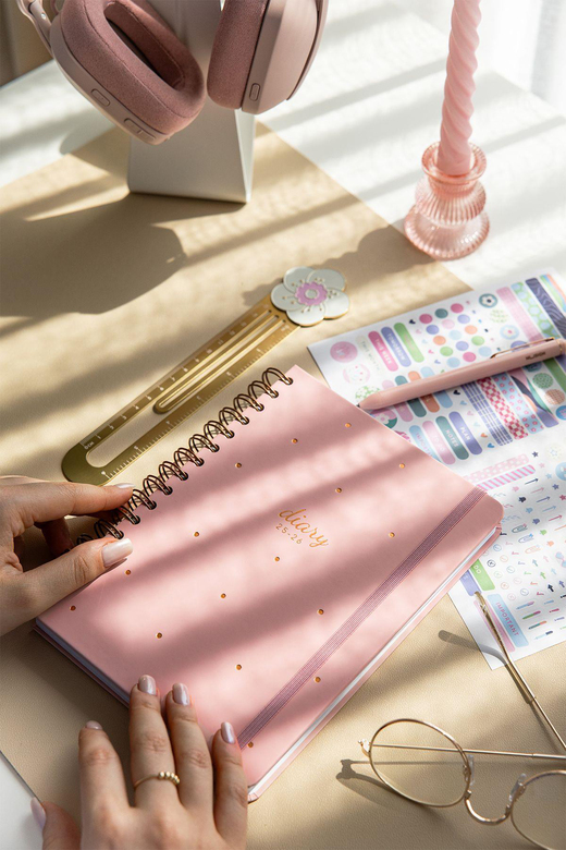 2025-2026 A5 Spiralli 16 Aylık Akademik Ajanda - Pembe