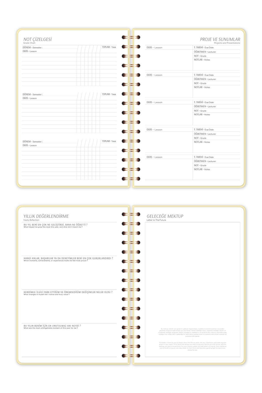 2025-2026 A5 Spiralli 16 Aylık Akademik Ajanda - Sarı