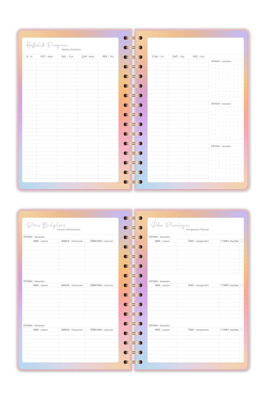 2025-2026 A5 Spiralli Renkli Akademik Ajanda Kir ve Suya Dayanıklı Sert Kapak - Pembe