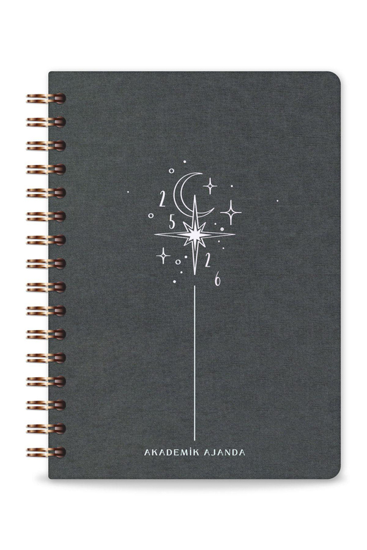 2025-2026 A5 Spiralli Renkli Akademik Ajanda Kir ve Suya Dayanıklı Sert Kapak - Füme