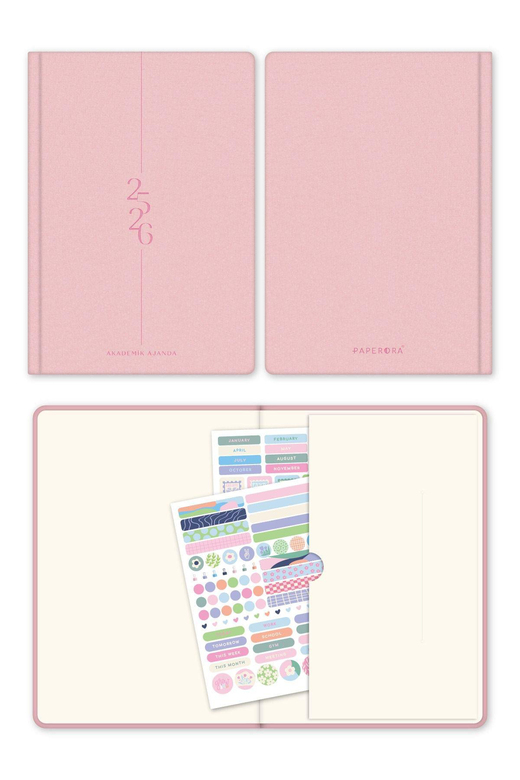 2025-2026 Kir ve Suya Dayanıklı Sert Kapak Akademik Ajanda - Pembe