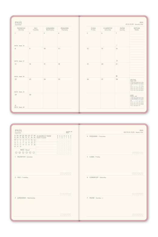 2025-2026 Kir ve Suya Dayanıklı Sert Kapak Akademik Ajanda - Pembe