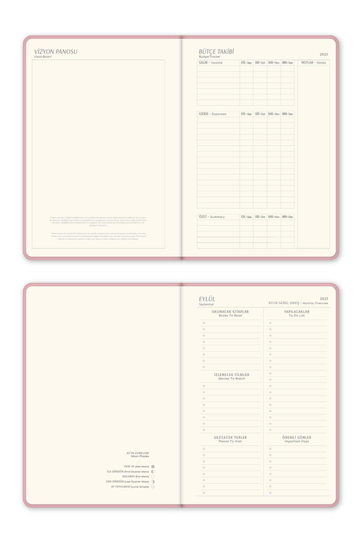 2025-2026 Kir ve Suya Dayanıklı Sert Kapak Akademik Ajanda - Pembe