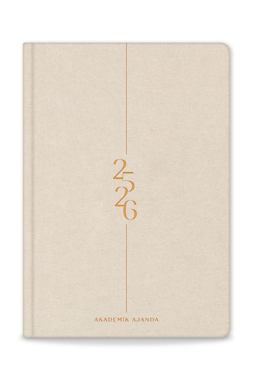 2025-2026 Kir ve Suya Dayanıklı Sert Kapak Akademik Ajanda - Bej